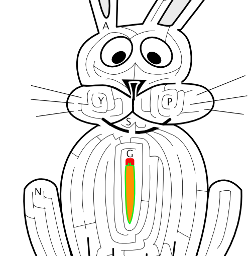 KewlActiveMinds Maze Secret Words Puzzle Bunny Happy Spring